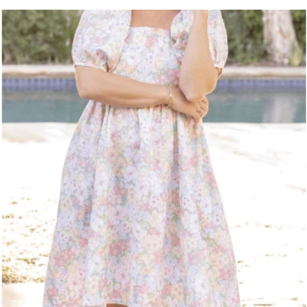 Open-Back Floral Midi Dress with Bow Tie - Picture 4 of 4